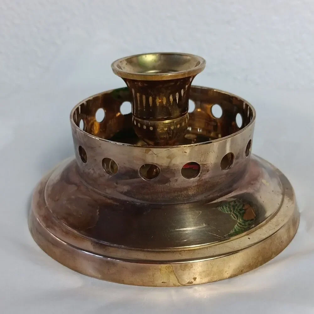 Solid Brass Candlestick Holder Hurricane Lamp Style Vintage India Holds Tapered